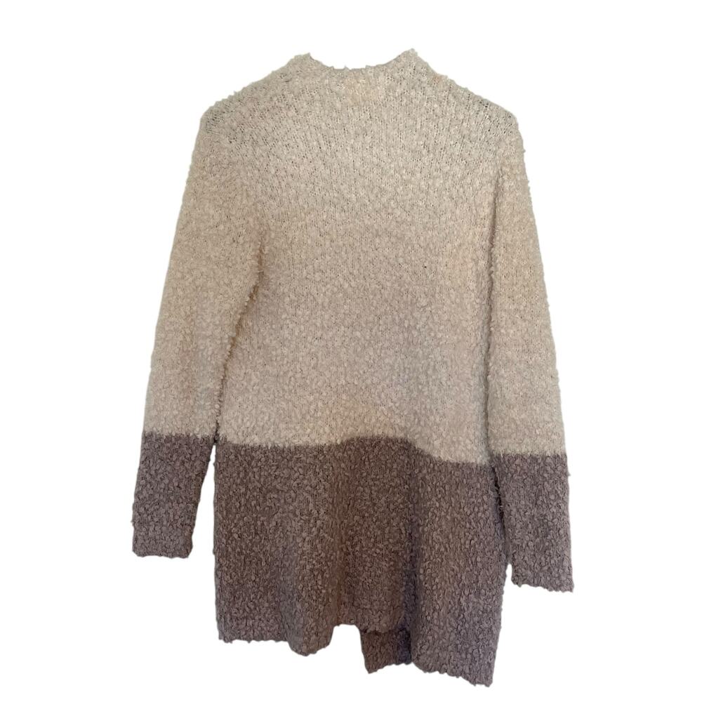 Bohme Plush Colorblock Long Sleeve Open Front  Cardigan Cream Tan Womens Size XS - Picture 5 of 11
